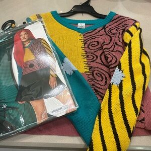 The Nightmare Before Christmas Sally Sweater, Choker, and Tights Size Small